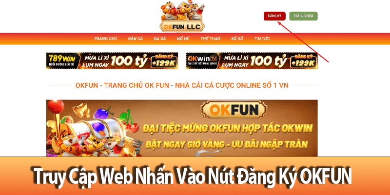 Truy Cập Web Nhấn Vào Nút Đăng Ký OKFUN